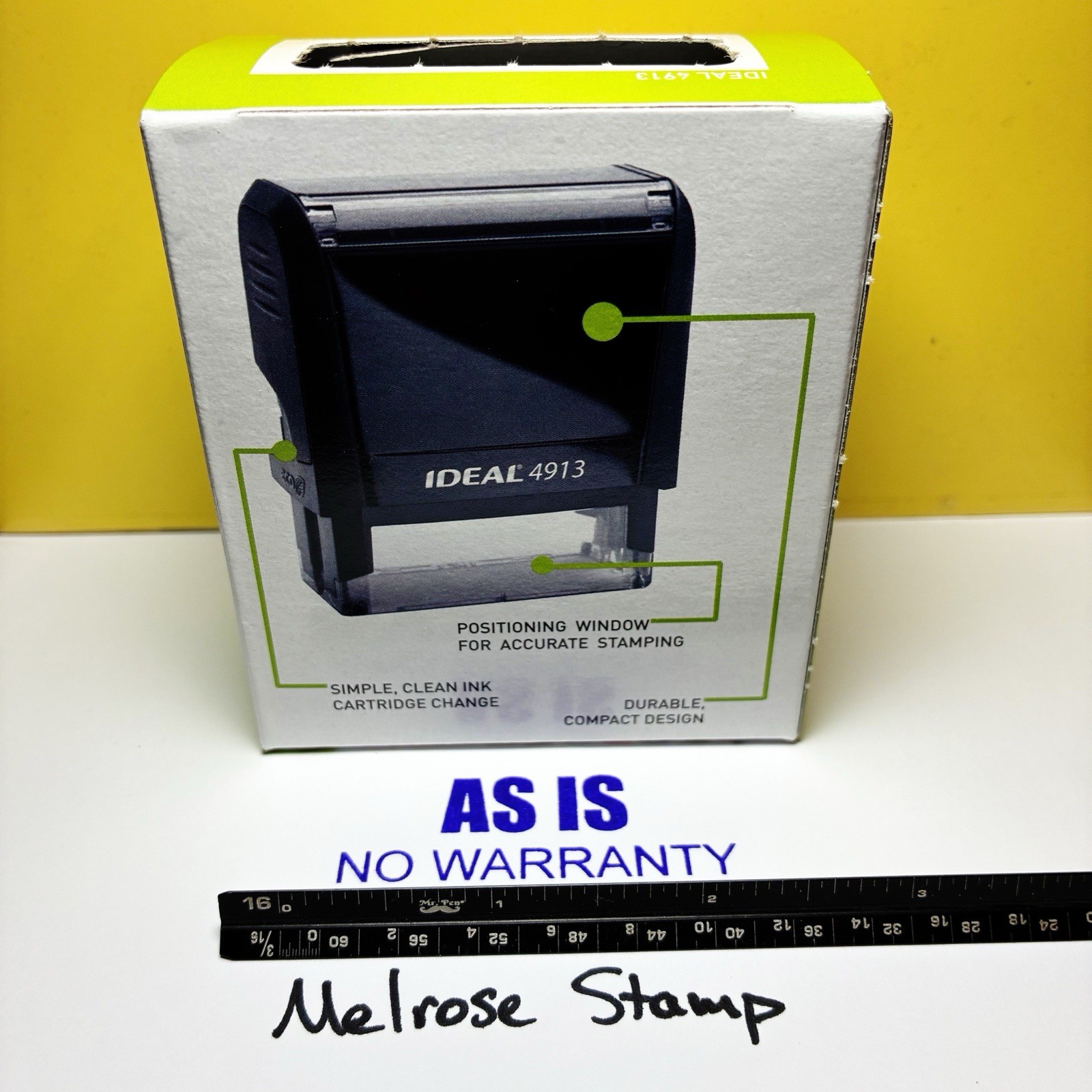 As Is No Warranty Rubber Stamp Purple Ink Self Inking Ideal 4913