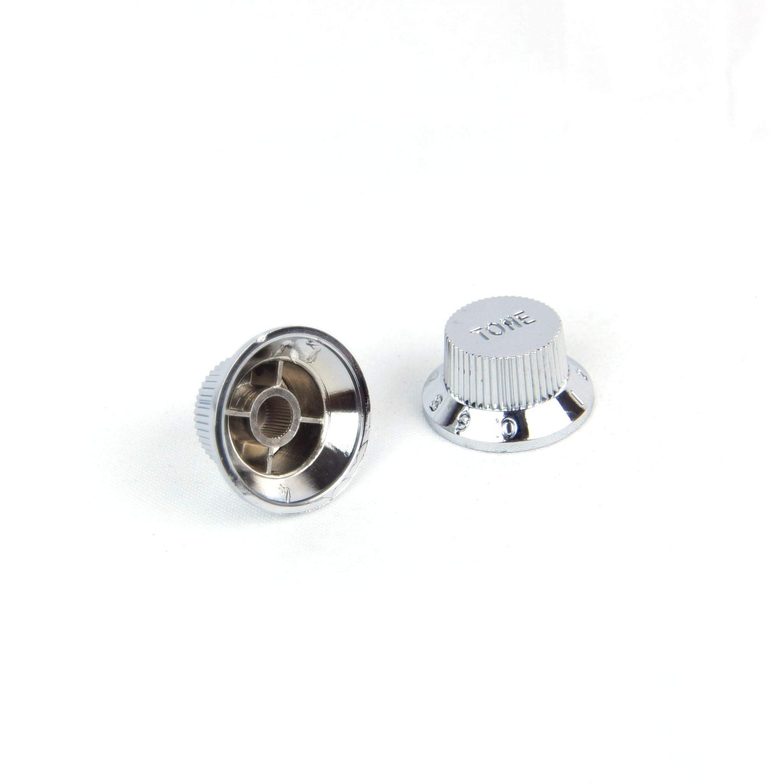 Strat style Guitar Control knobs Set (2 Tones, 1 Volume), Plastic Chrome plated