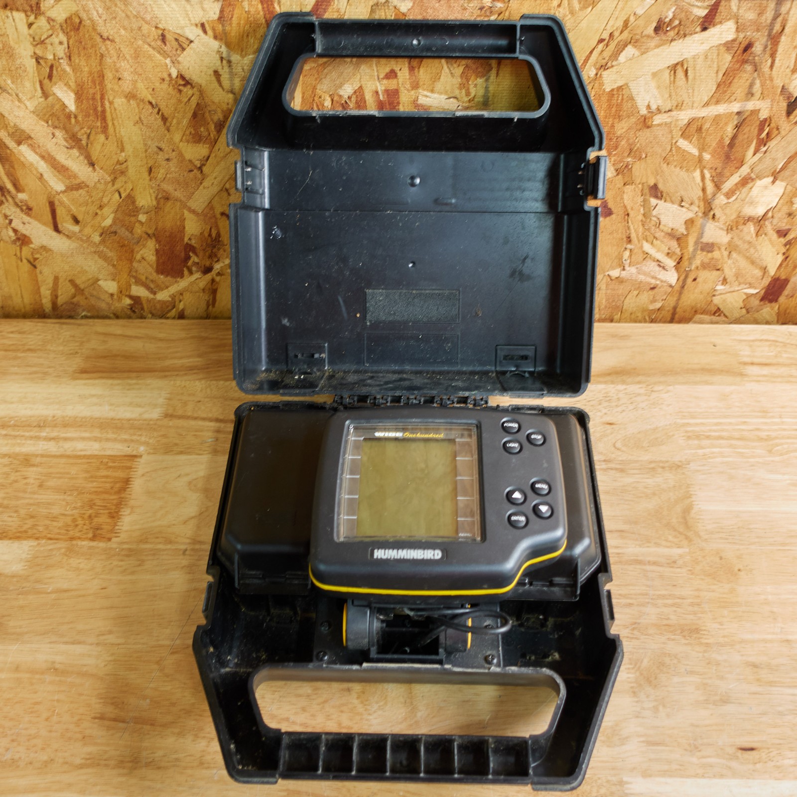 Humminbird Wide One Hundred Portable Fish Finder Depth Transducer 100 - Turns On