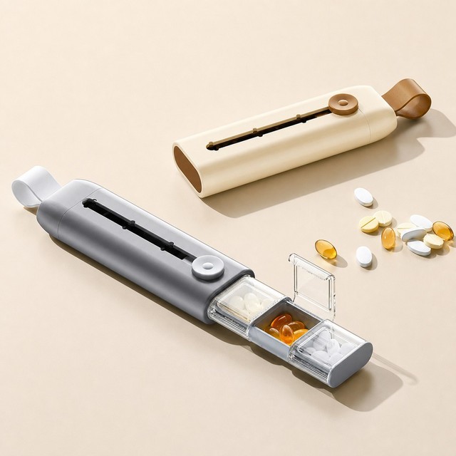 Mini Slide Pill Box 3 Compartment Portable Medicine Case