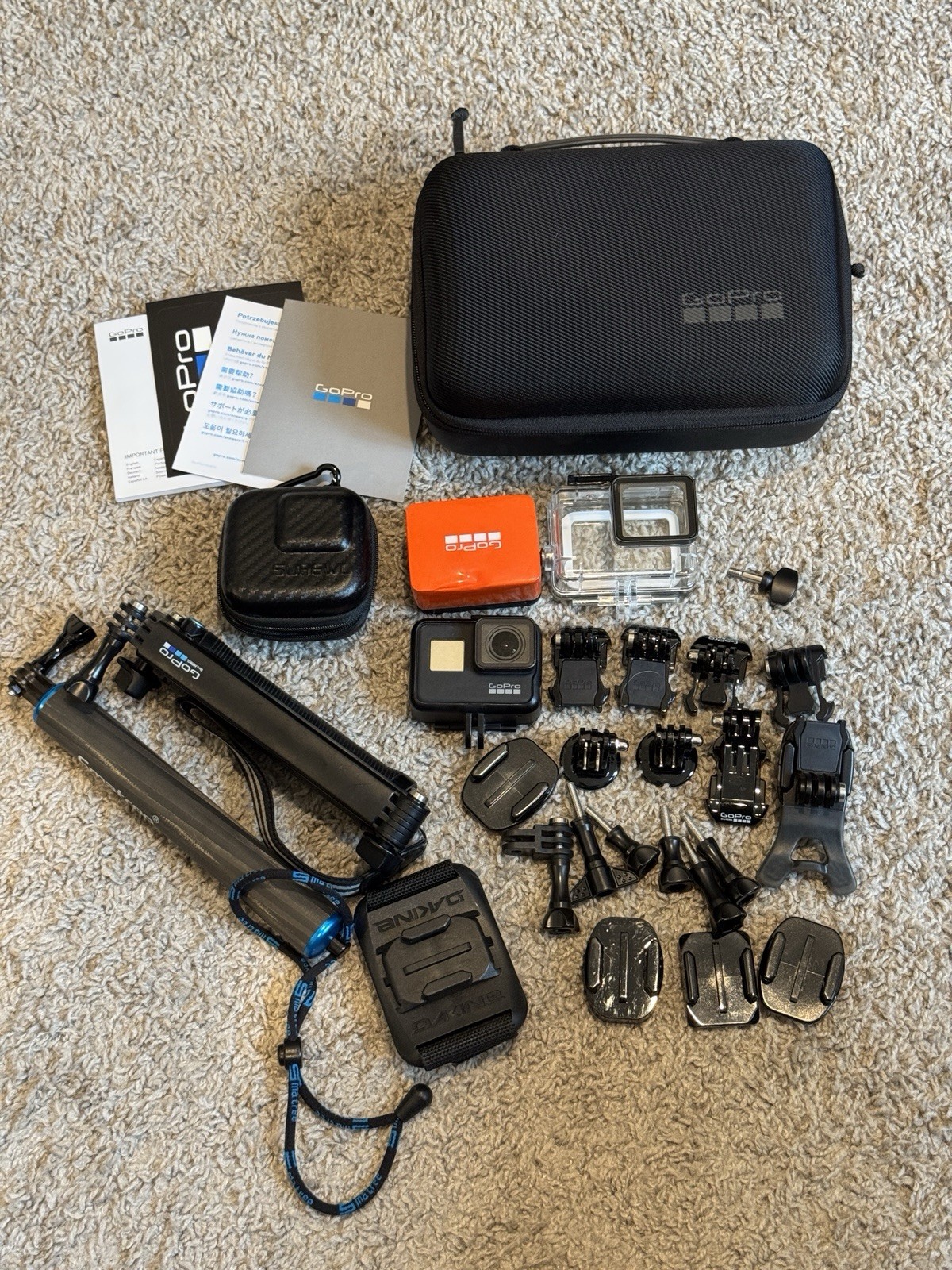GoPro Hero 7 Black Camera Accessory Bundle with Case, Mounts, Straps, Tripod!