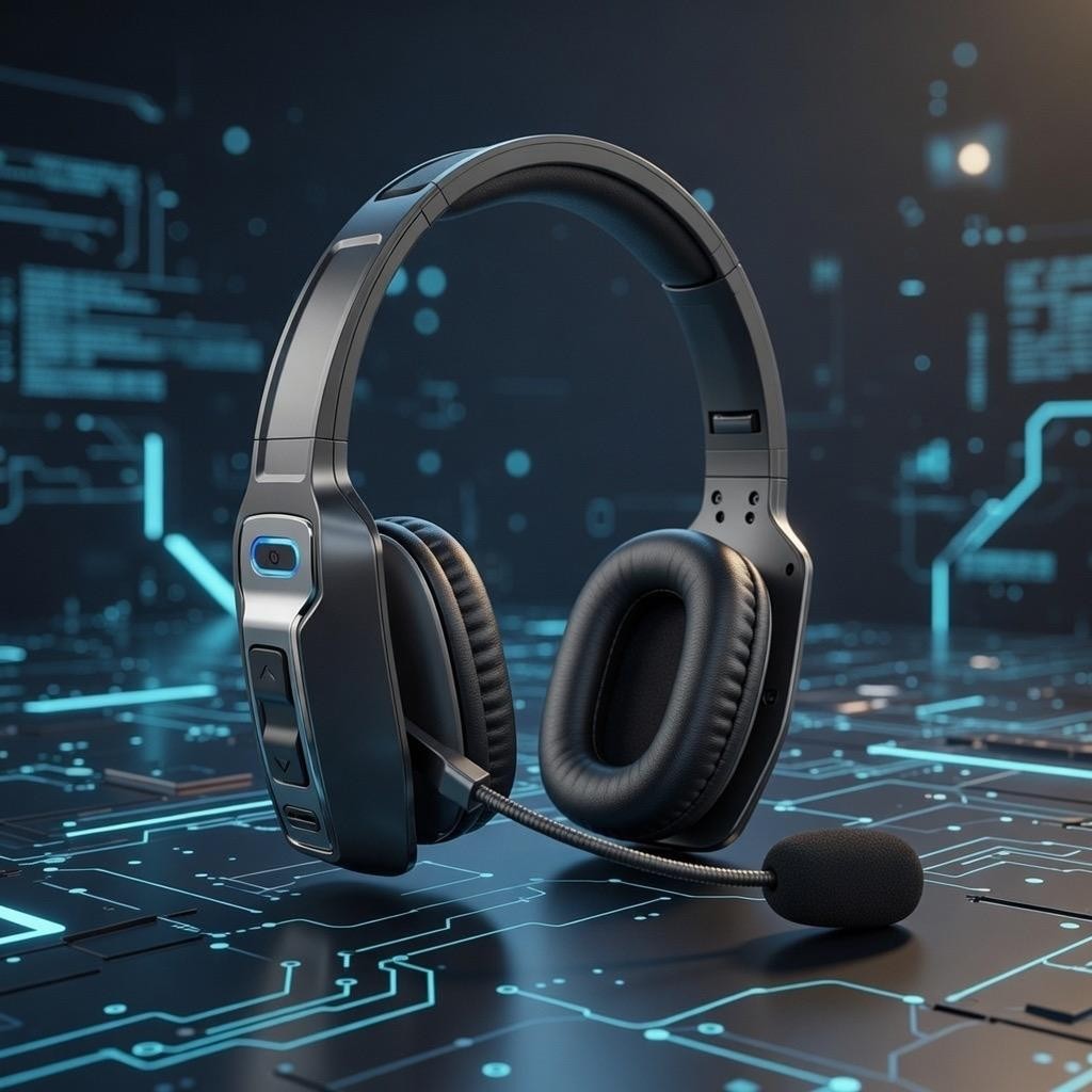 V5.2 Bluetooth Trucker Headset AI Noise Canceling Mic Wireless On-Ear Headphones