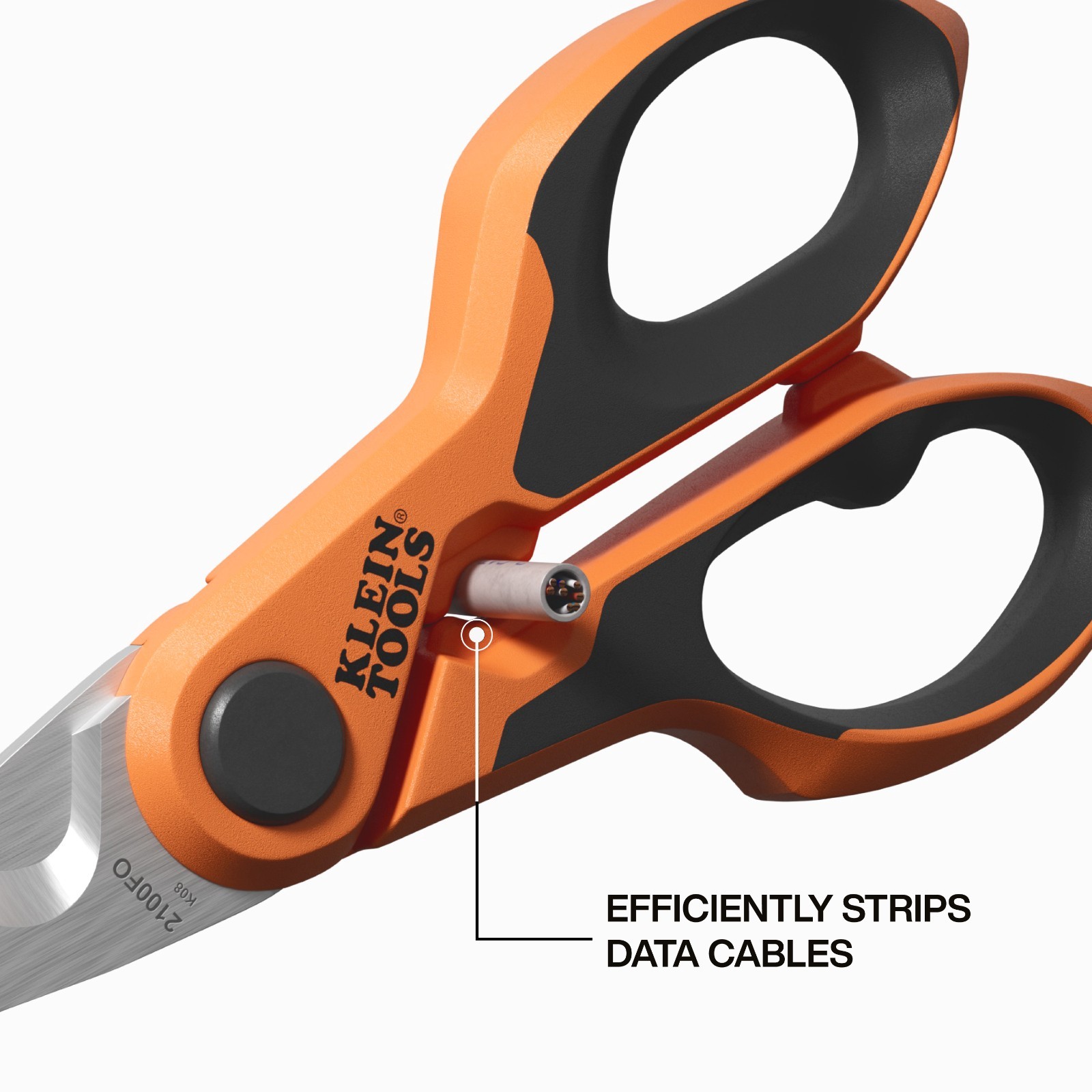 Klein Tools 2100FO Compact Cable Stripping Electrician Scissors, 6"