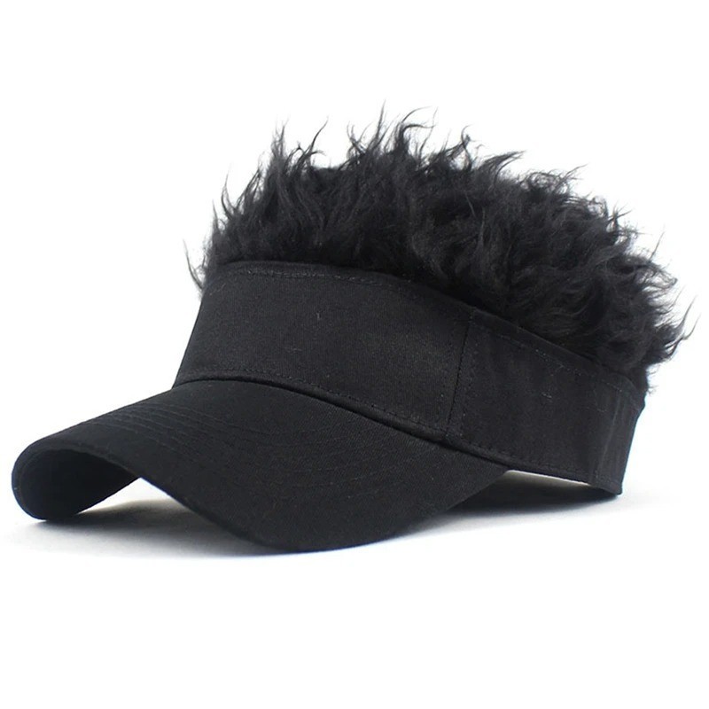 Men Wig Golf Baseball Cap with Fake Hair Cap Sun Visor Whimsy Fun Toupee Hats