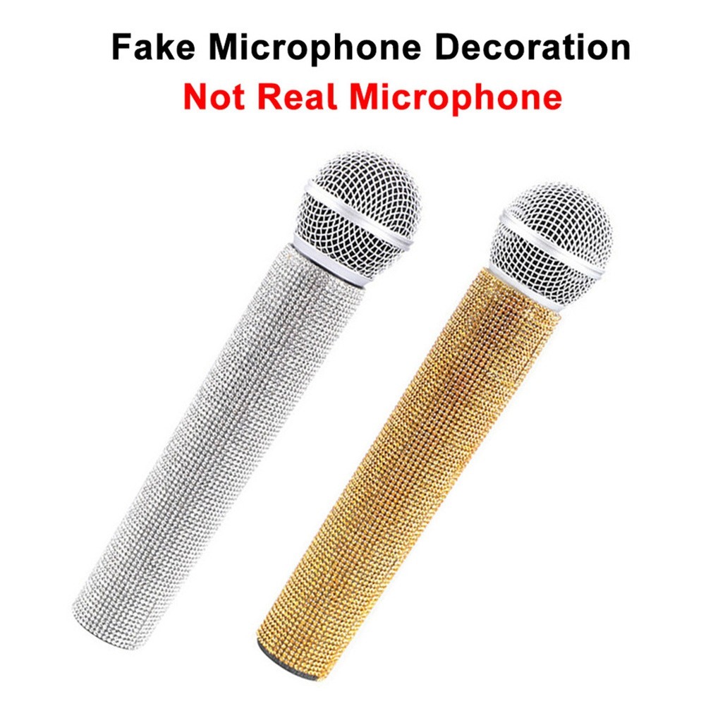 Simulation Microphone Singing Practic Props Fake Silver Z1X29554