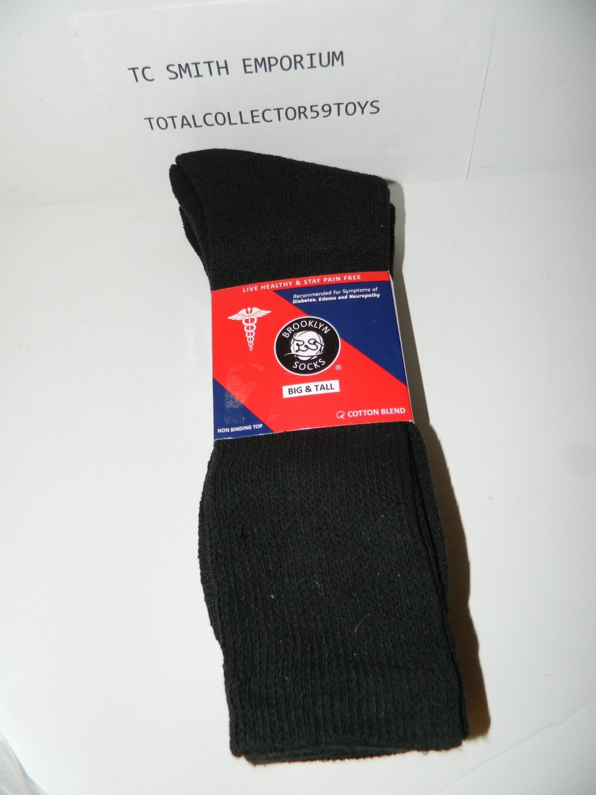 3pr BROOKLYN SOCKS Big & Tall diabetic diabetes Men's sz 13-16 (ss 11-14) Black