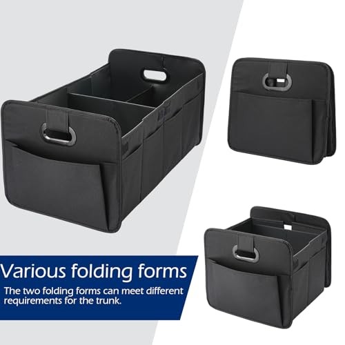 Foldable Car Trunk Organizer - 63L Collapsible Multi-Compartment Storage Black