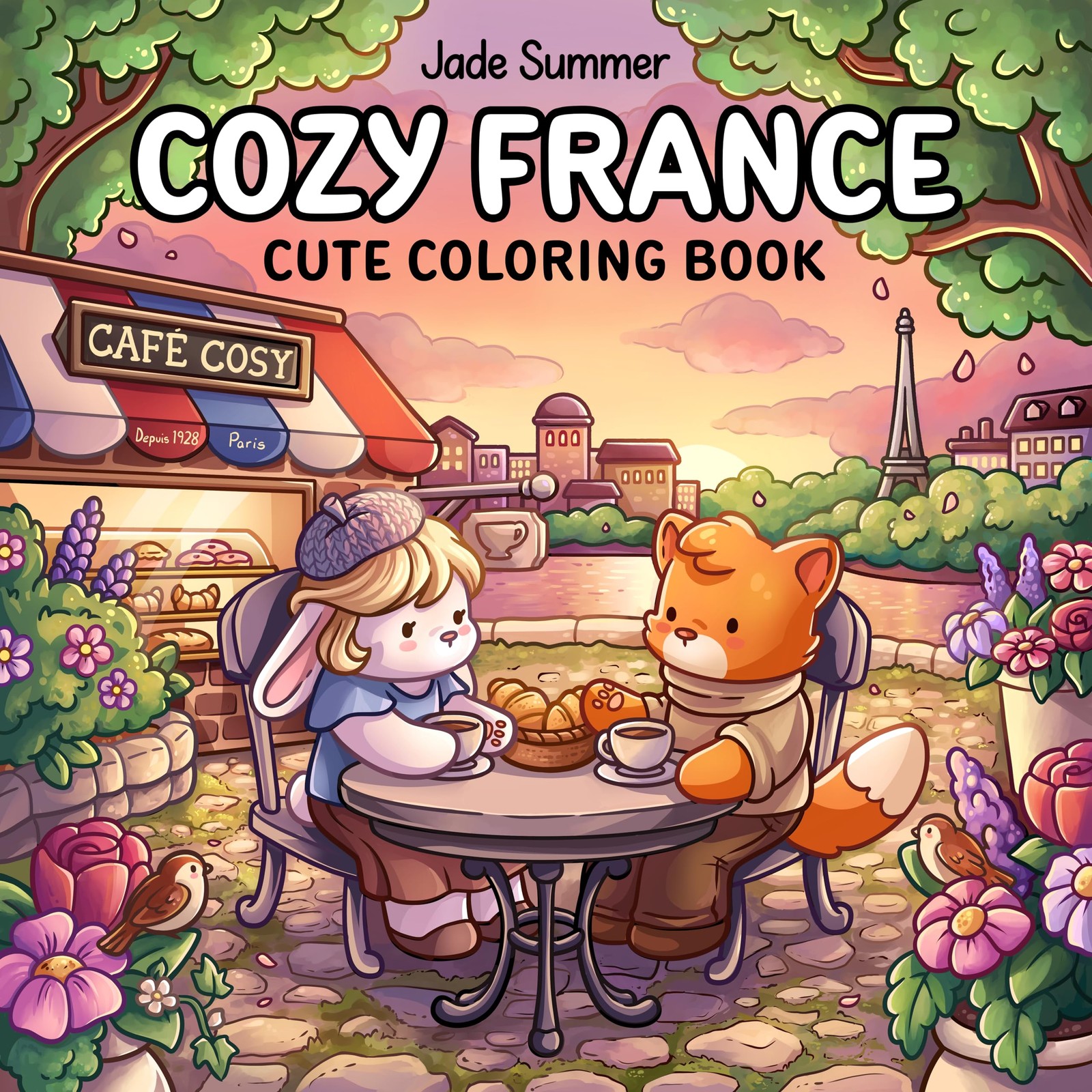 Cozy France: A Cute Coloring Book for Adults and Teens with Charming Characters