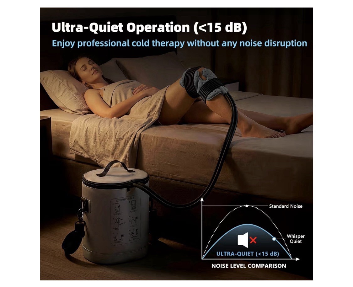 Cold Therapy System with Circulating Cooling Pad, Ultra-Quiet, Leak-Proof, Gray
