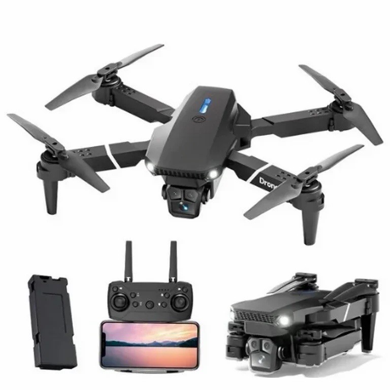 DMES P13 Quadcopter Drone HD Camera Optical Flow Dual Lens Lamp 360° Roll Black