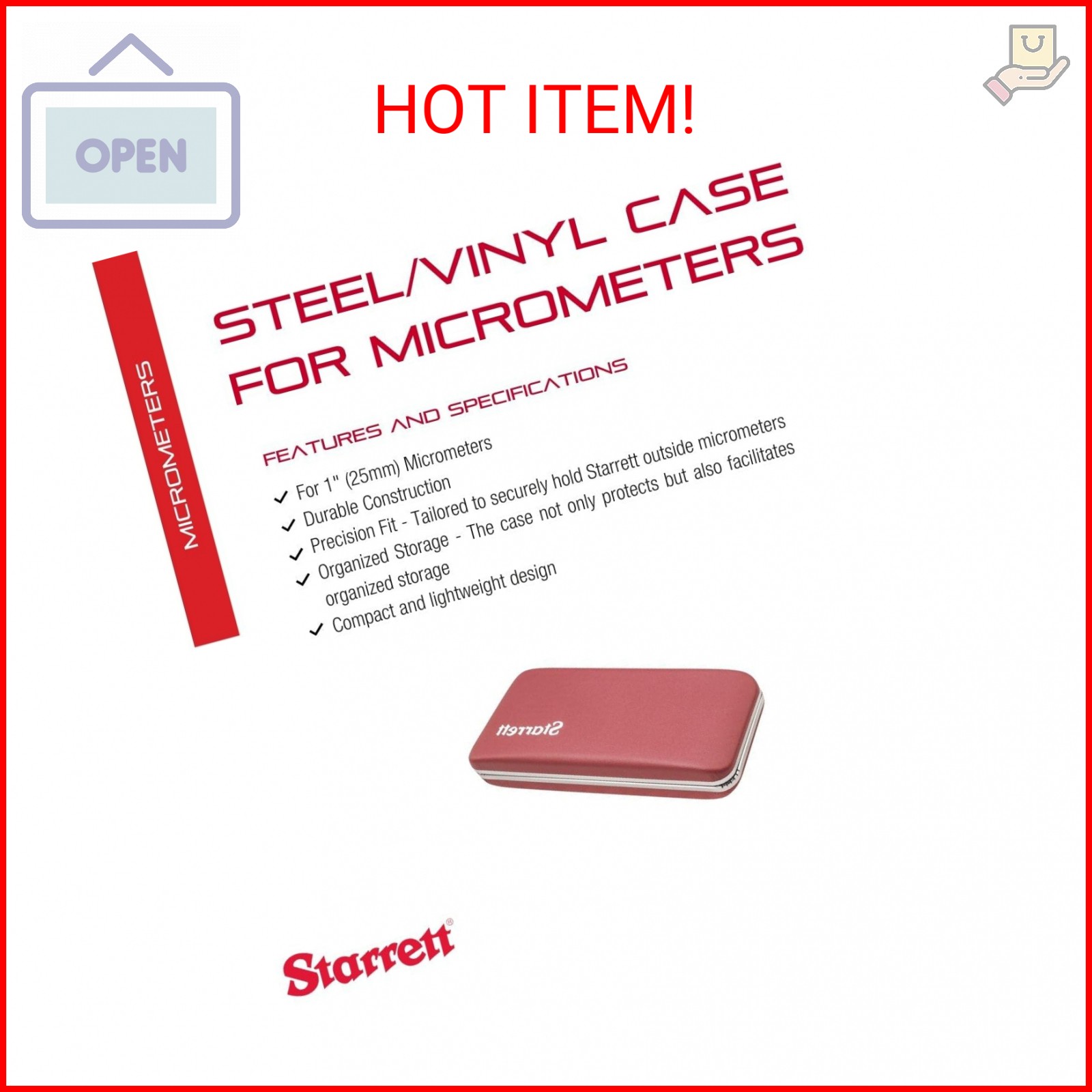 Starrett 910 Deluxe Padded Case, Protective Storage for Combination Squares, Bev