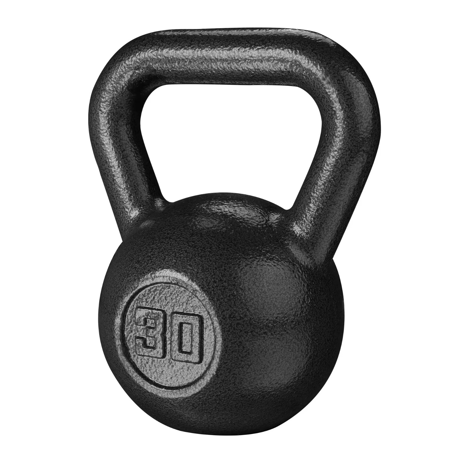 1X 30lb Kettlebell, Casting Iron Kettlebell, Durable Black Hammertone, Black