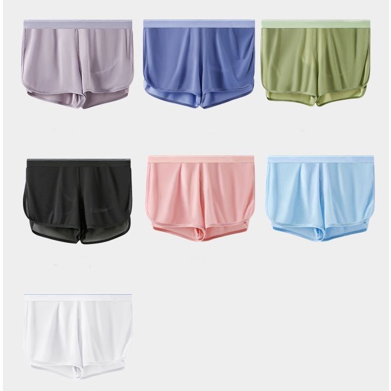 Men's Loose Fit Lounge Sleep Pants Hip Lifting Casual Shorts Ice Silk Home Wear