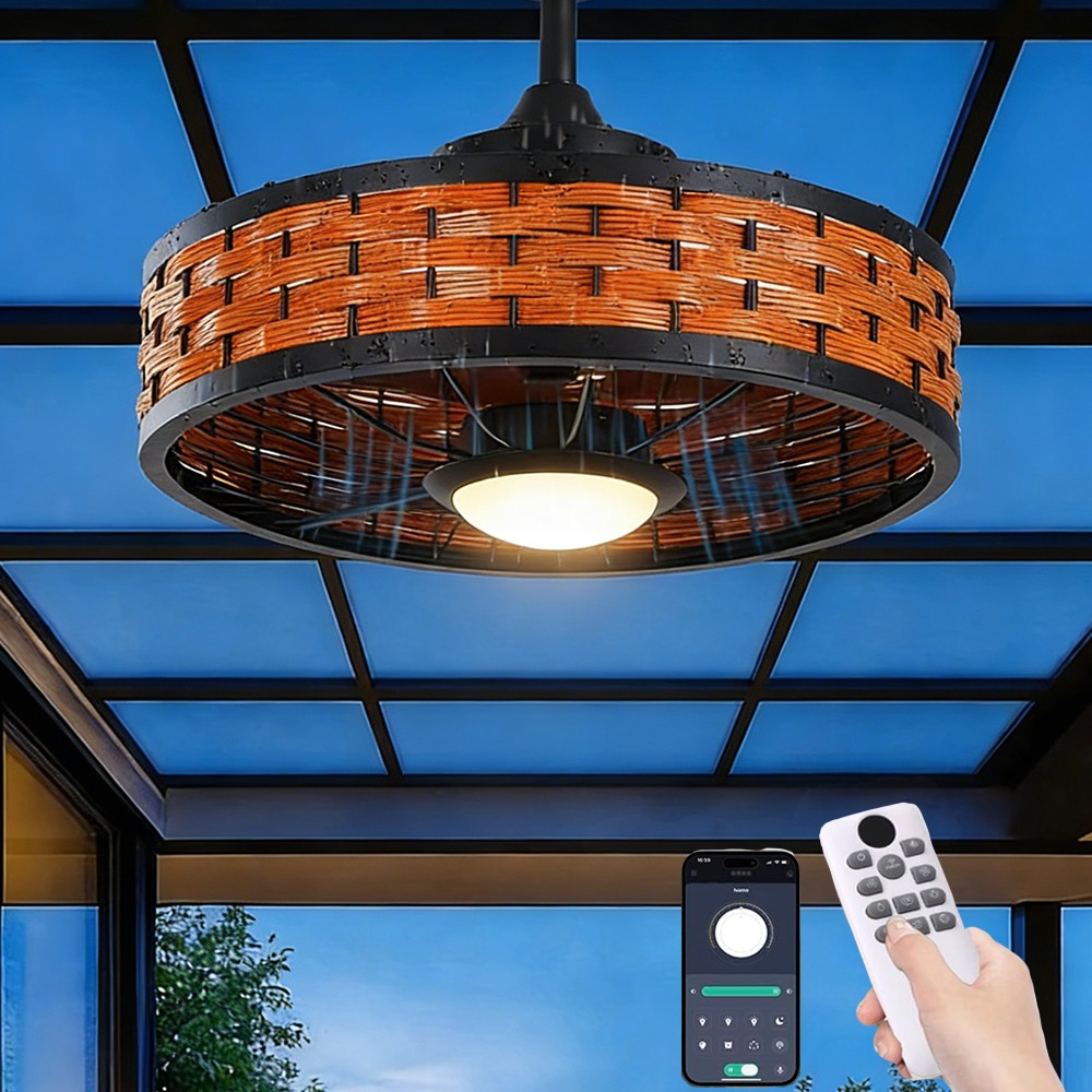 Bladeless Ceiling Fan with Light Remote,LED Ceiling Fans with App Control Patio