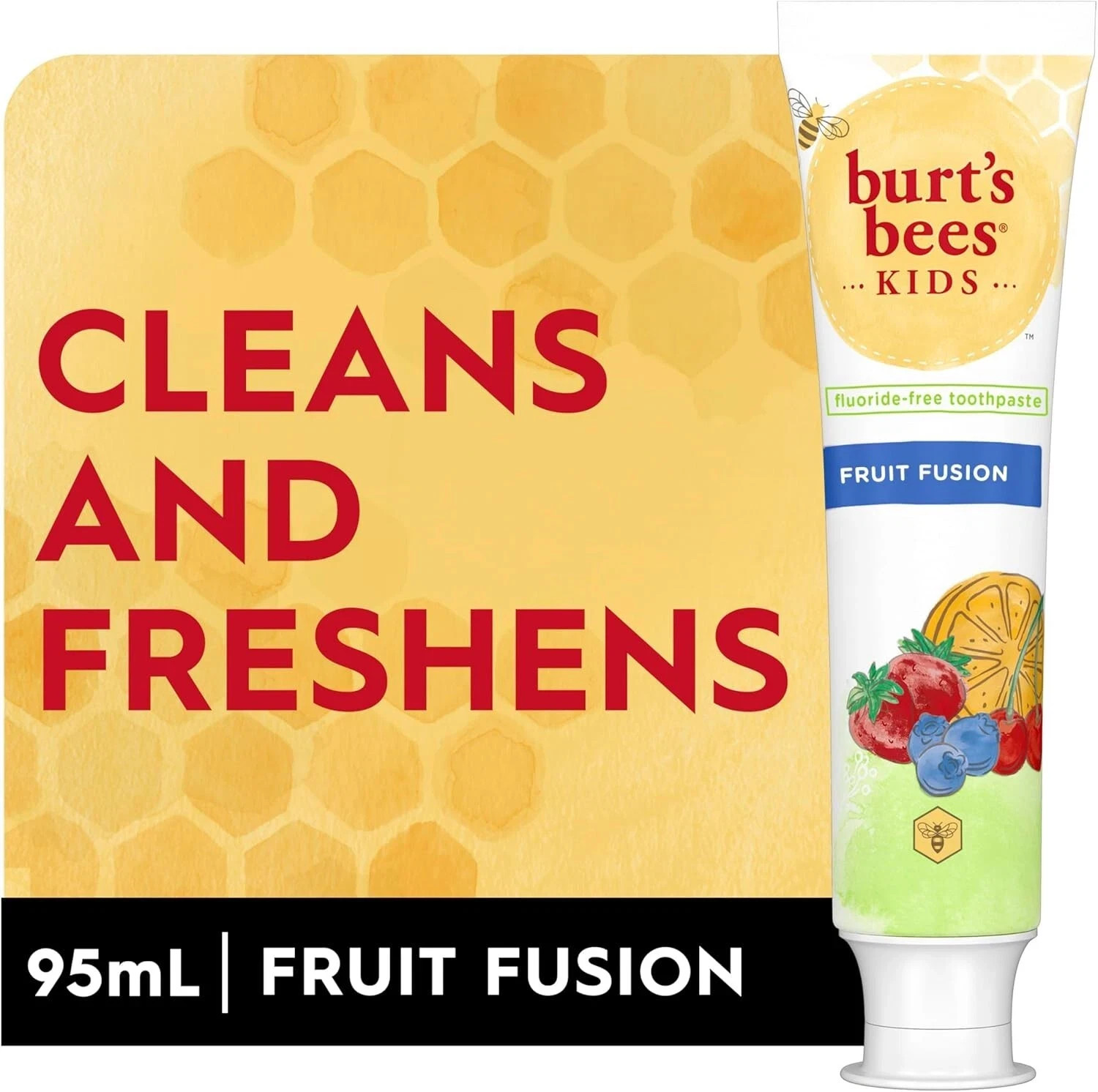 3PACK Burt's Bees Kid's Toothpaste, Fluoride Free, Fruit Fusion, 95 mLno tariffe