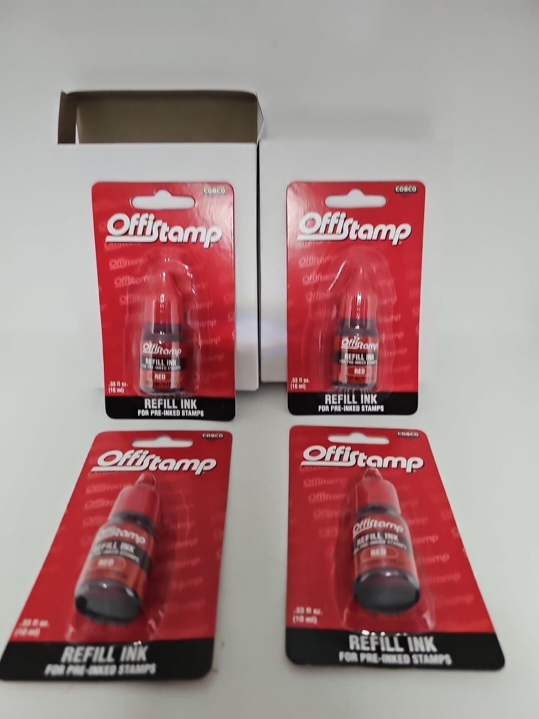 Cosco Offistamp Ink Refill for Pre-Inked Stamp RED 034517 (4 PACK)