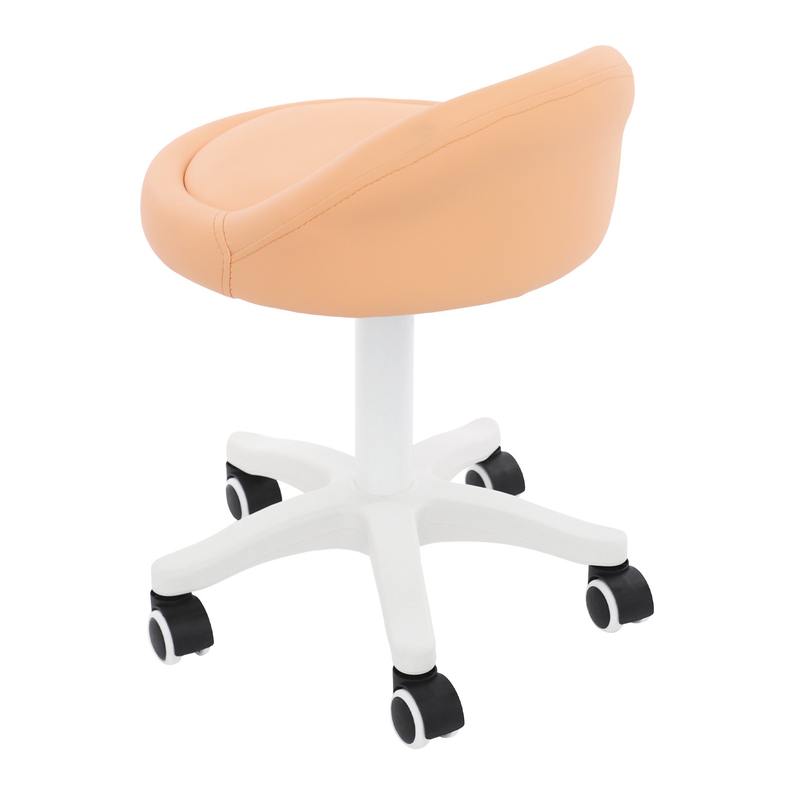 Adjustable Beauty Salon Chair Rolling Stool Rolling Stool w/ Low Backrest Orange