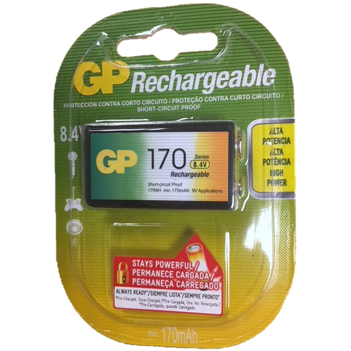 GP 9V (8.4) Nimh 170mAh Rechargeable Battery