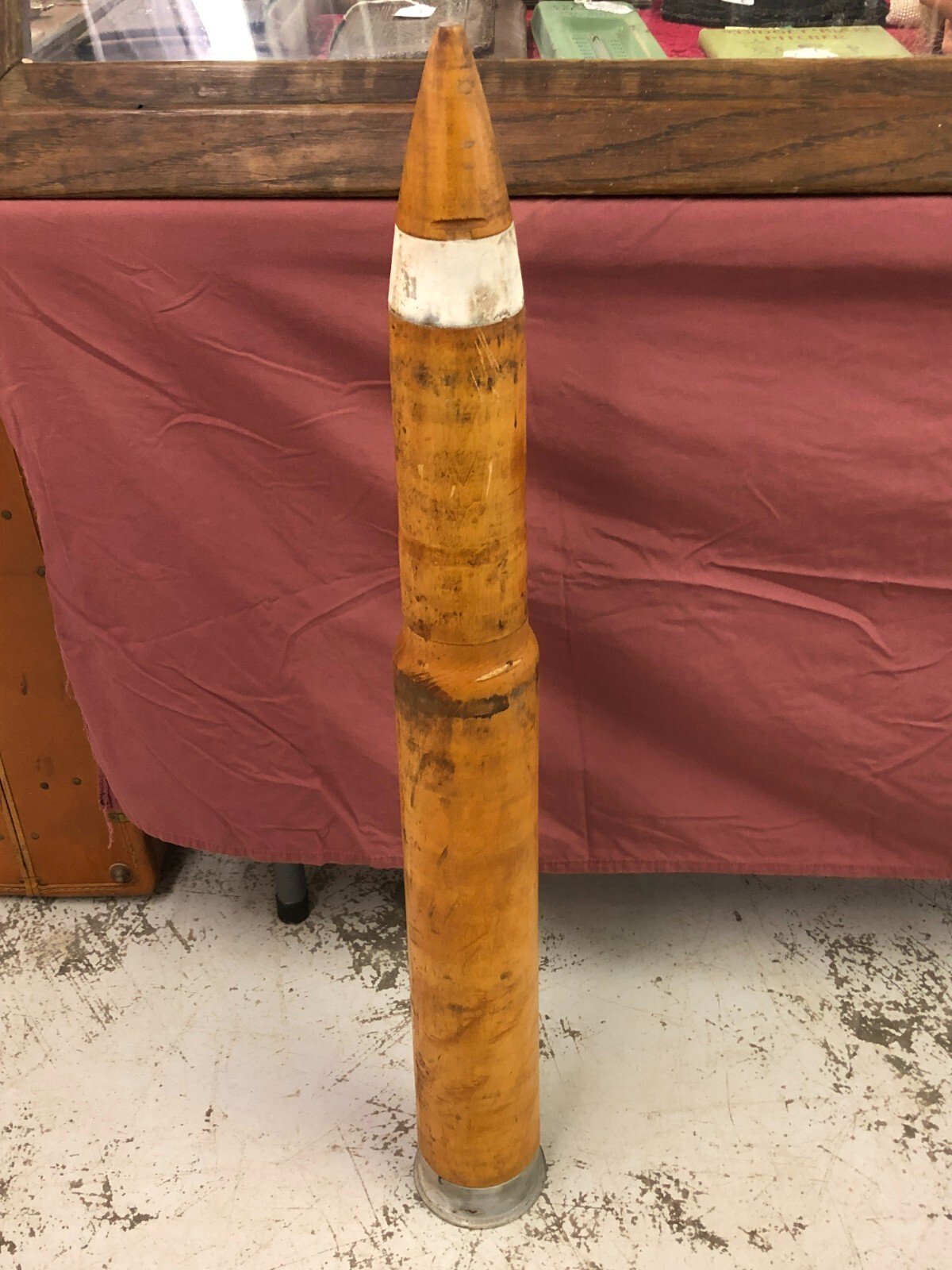 Vintage 1943 WW2 WWII US Navy Mk-6 Practice Wood Dummy Cartridge