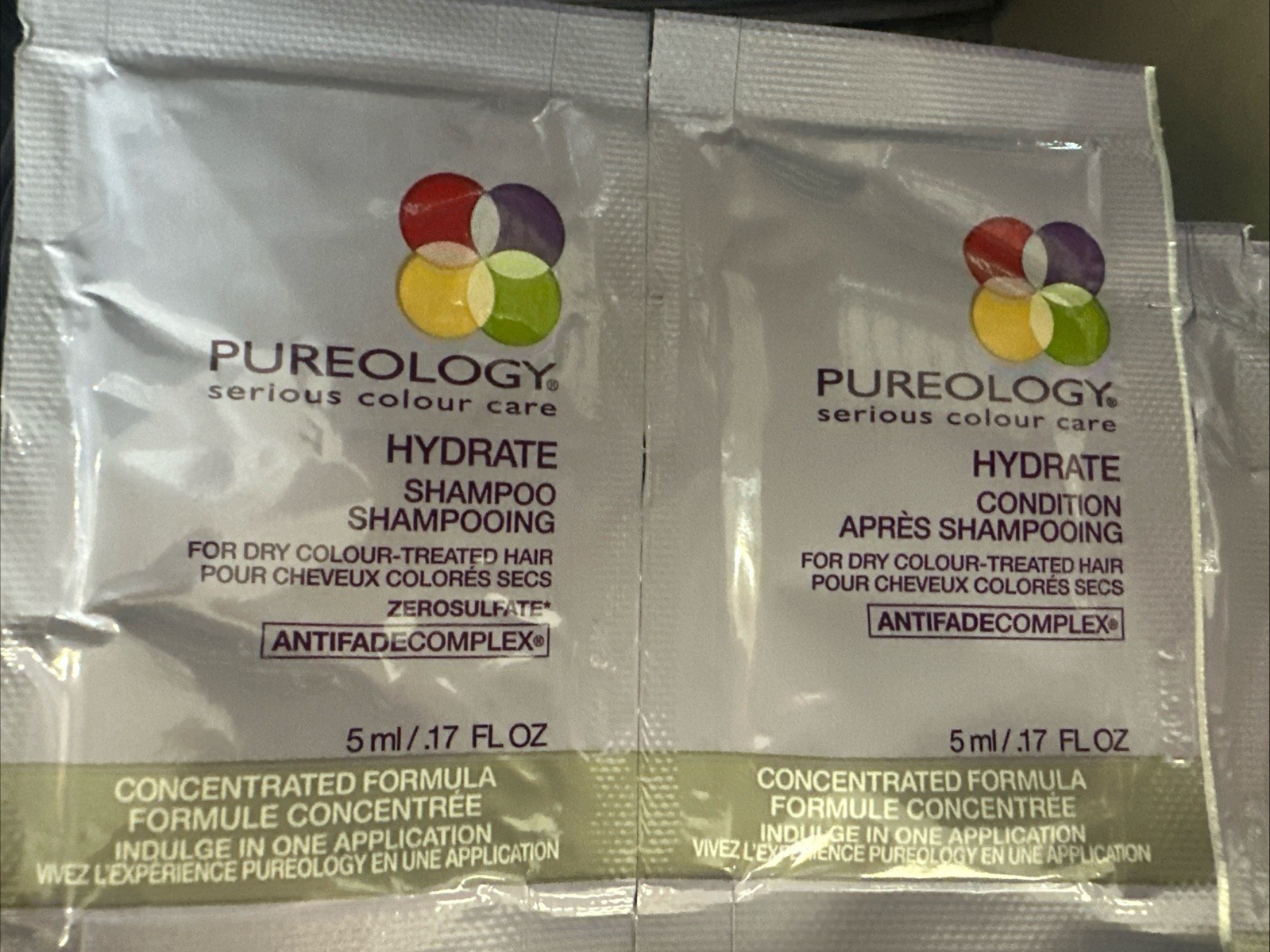 10 X Hydrate Shampoo & Conditioner Duo Packets  Pureology 5ml