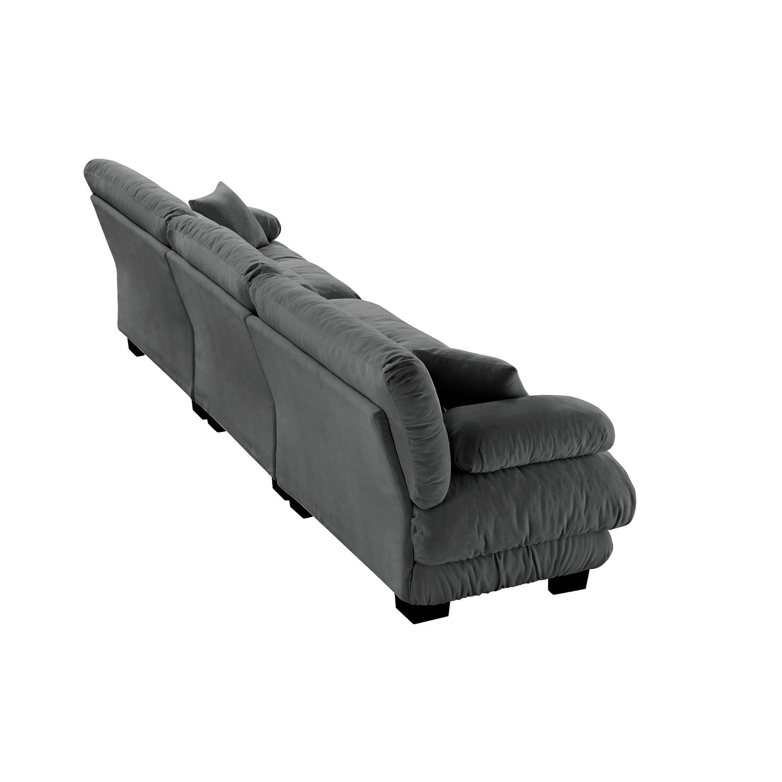 3-Seater Sectional Sofa Modular Deep Seat Sofa Couch Chenille Sofa Comfy - Gray