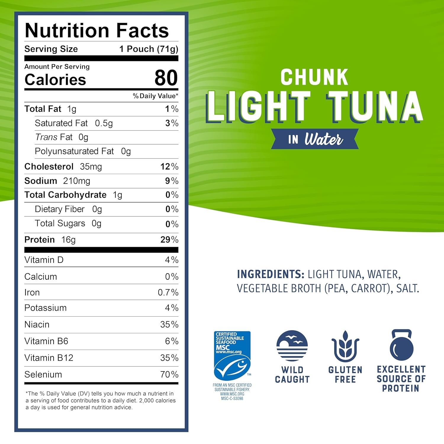 Atún claro en trozos Bumble Bee en agua, 70 g ( 3 paquete de), 16 g de proteína
