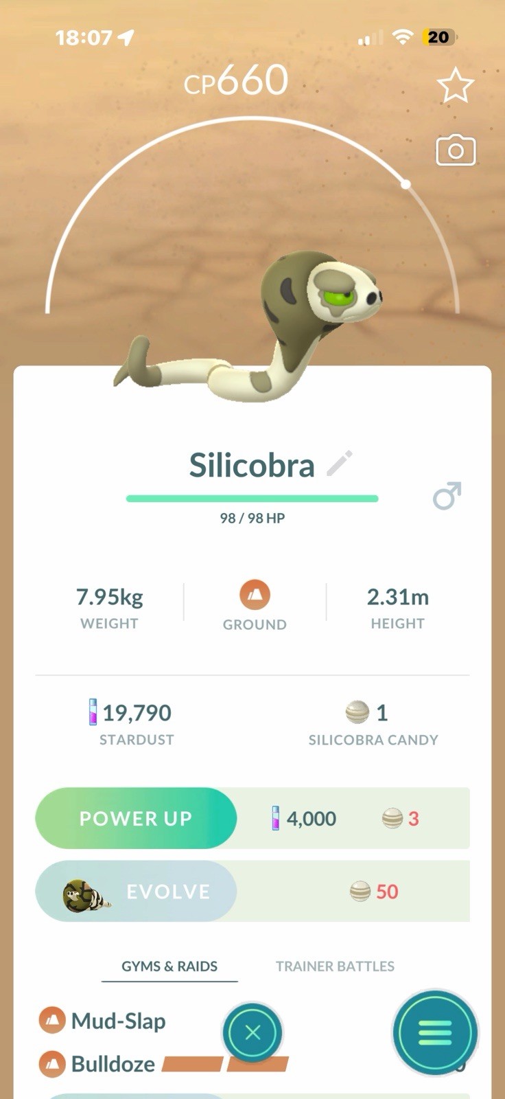 ⭐️Pokemon Go ⭐️#843 Silicobra *Desert Binome Exclusive** NEW