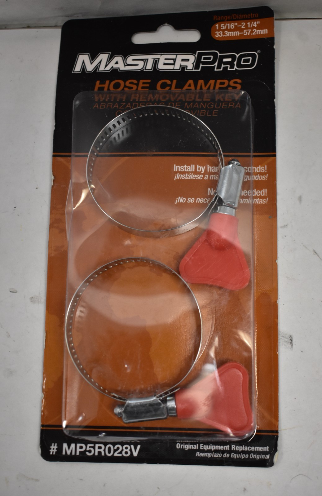 Master Pro Hose Clamps w Removable Key 2 Piece MP5R028V 1-5/16" To 2-1/4" Range