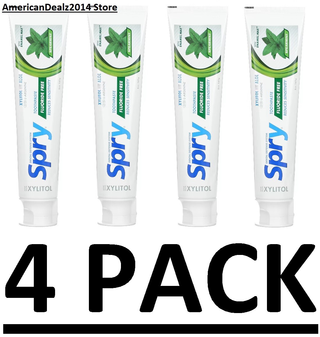 4 PACK - Xlear Spry Xylitol Fluoride Free Toothpaste Spearmint 5 oz EXP: 06/2026