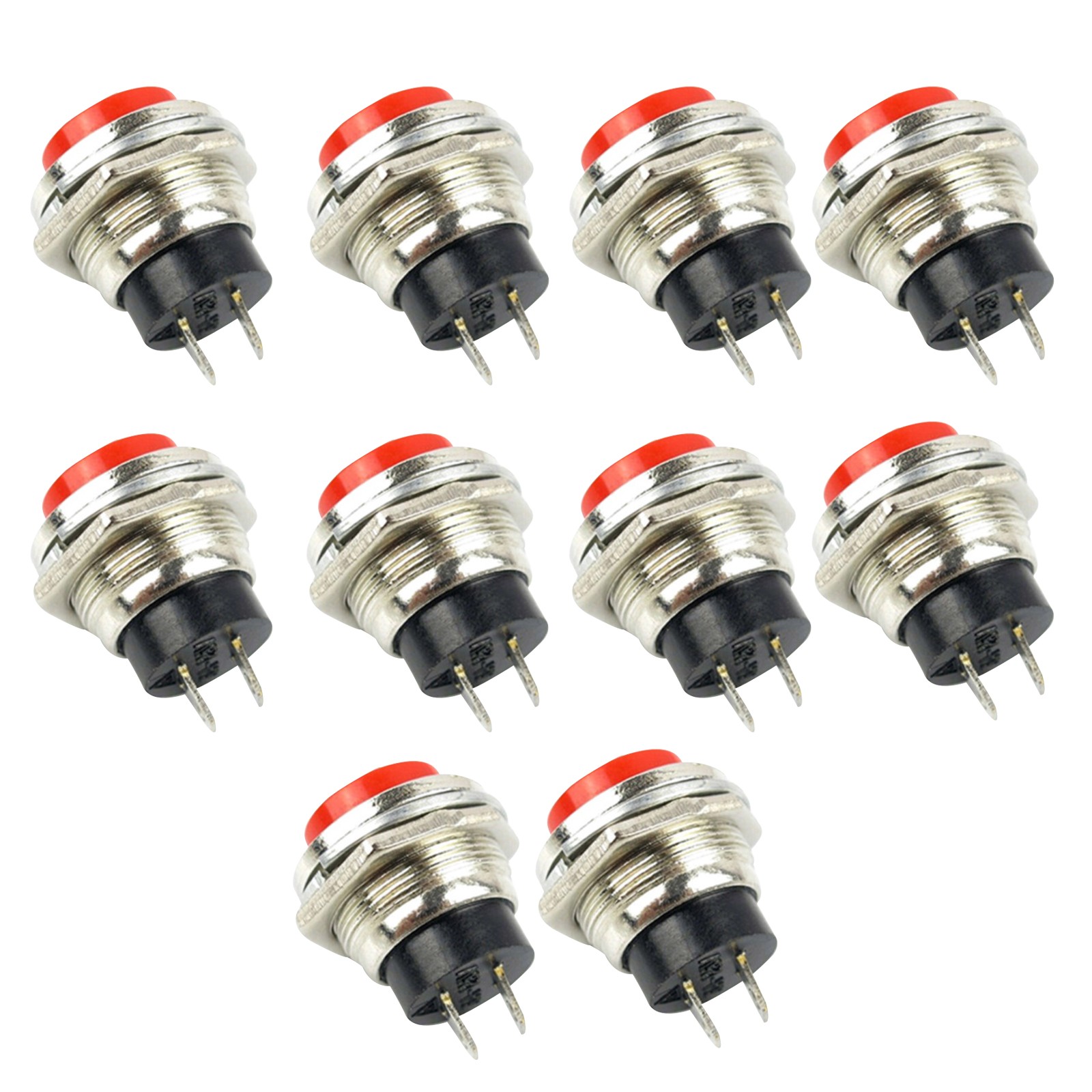 10* Small Self-Reset Round Button Head Power Switch Circle Kill Button Switch N