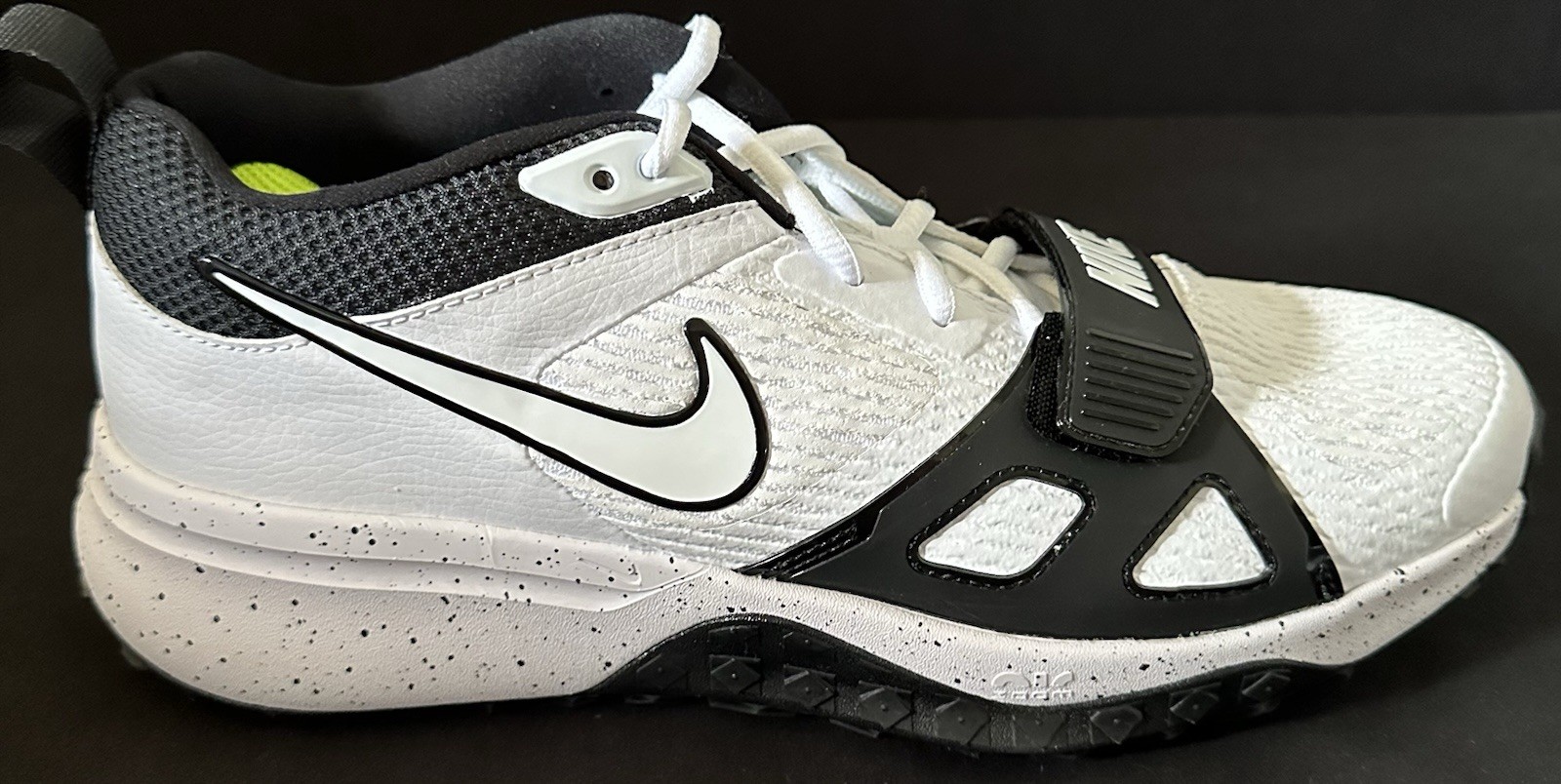 Nike Air Zoom Diamond Elite Turf Baseball Shoes White Black Men Sz 12 DZ0503-104