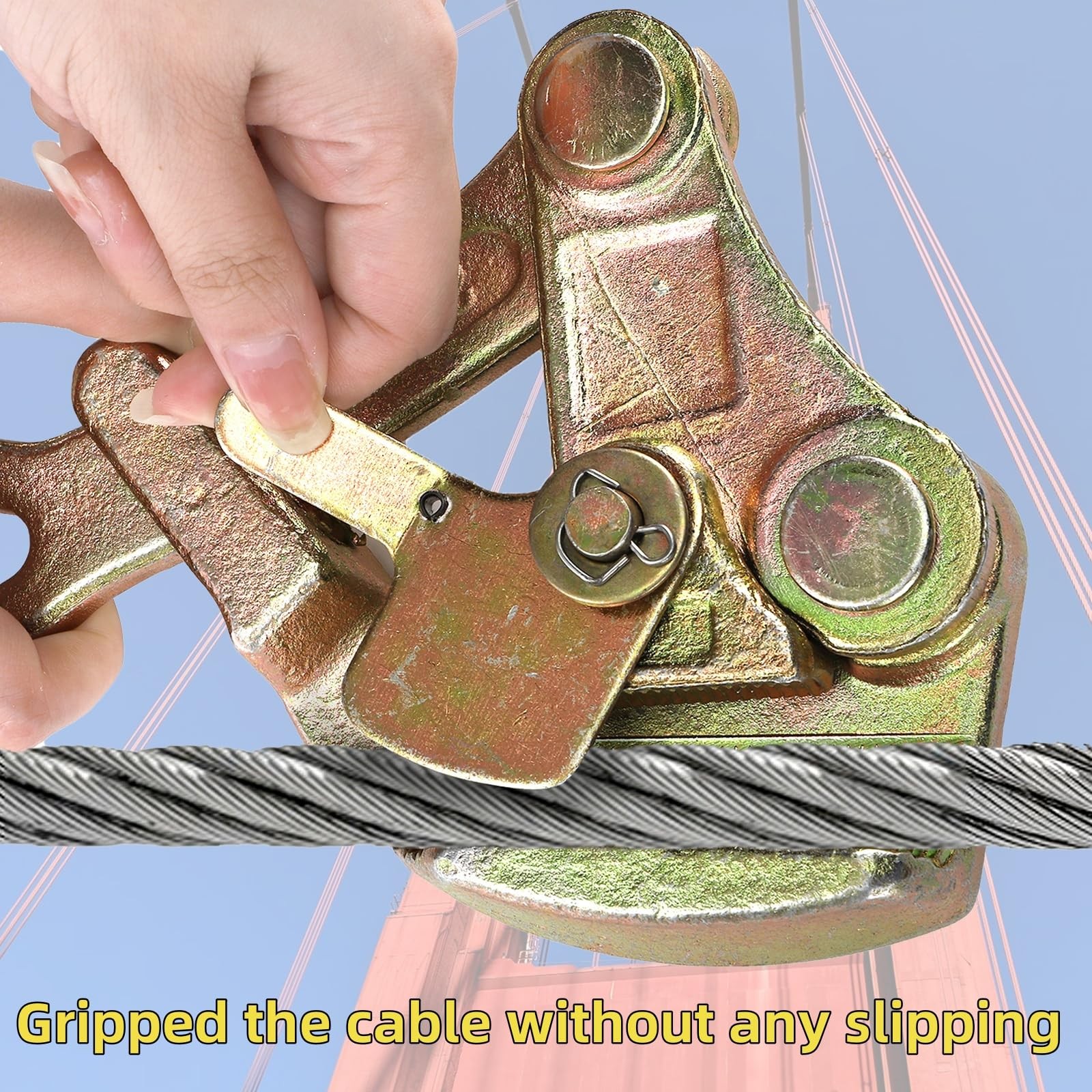 2T Cable Grip Wire Gripper, Steel Cable Puller Tool for 4-22 mm Wire Rope, Ca...