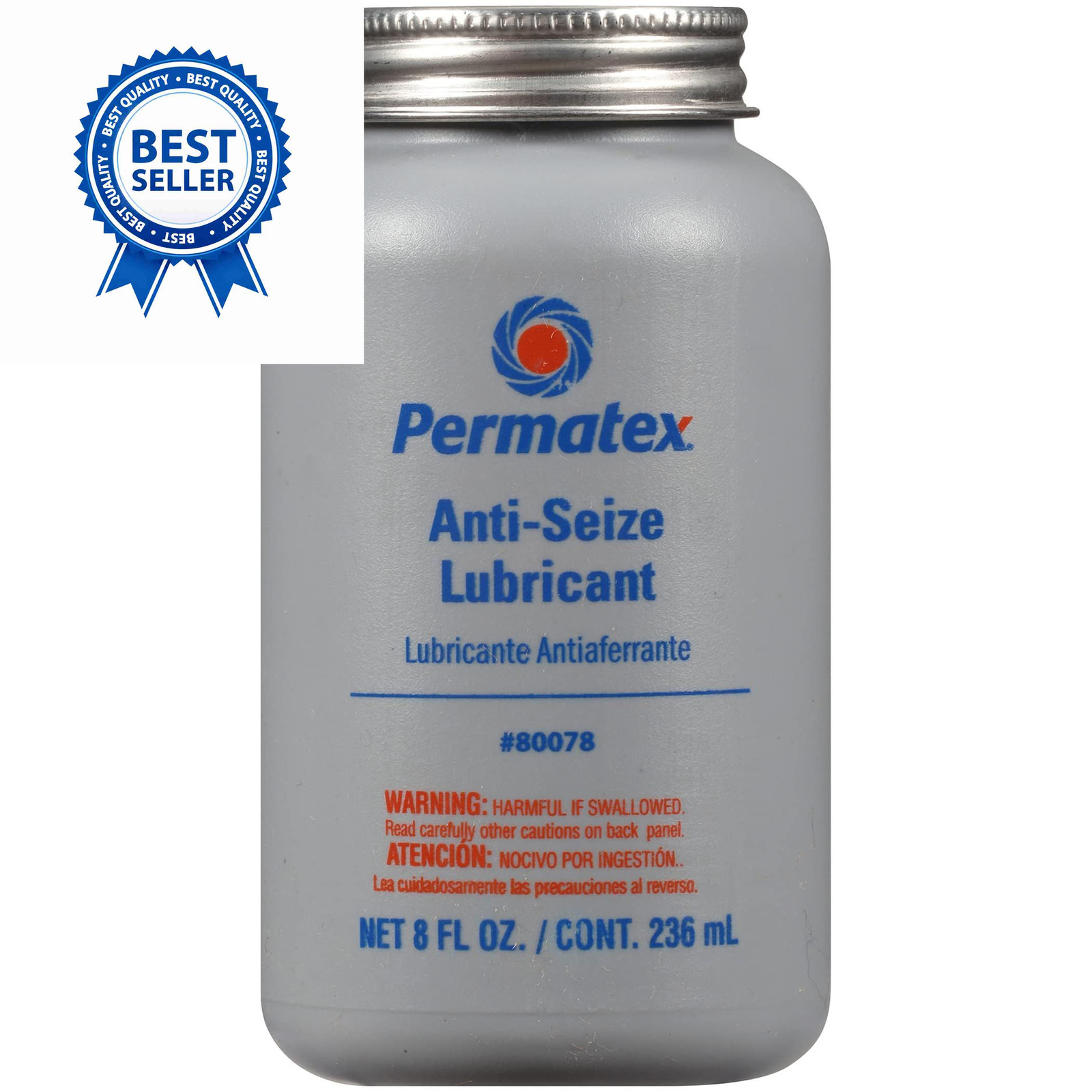 Permatex 80078 Anti-Seize Lubricant with Brush Top 8 Oz. (Pack of 1), Silver