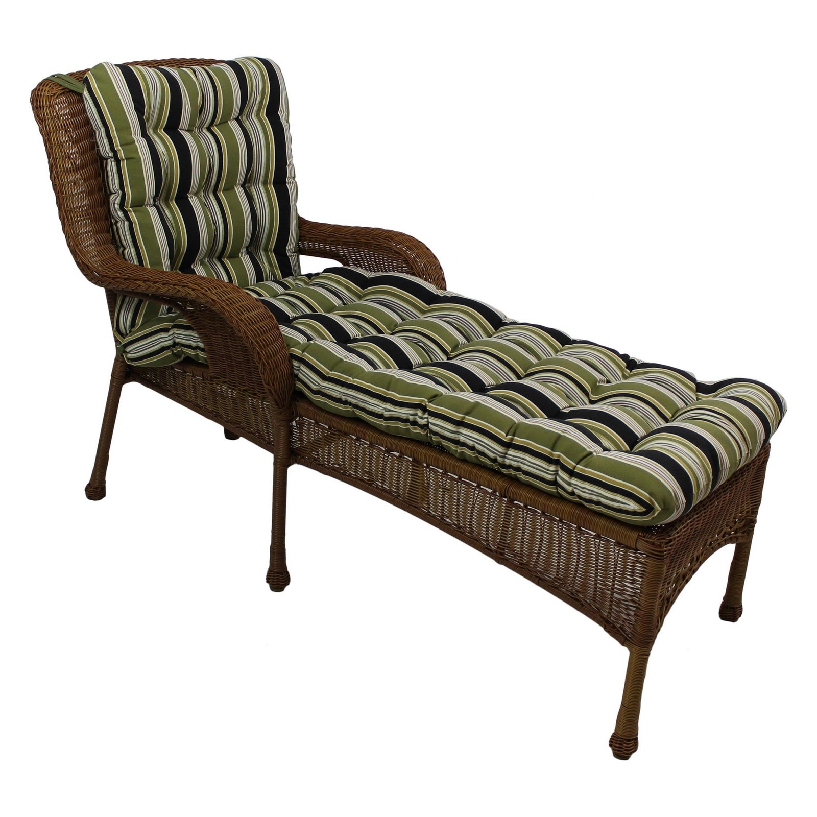Blazing Needles Squared Outdoor Patterned Spun Polyester Tufted Chaise Lounge