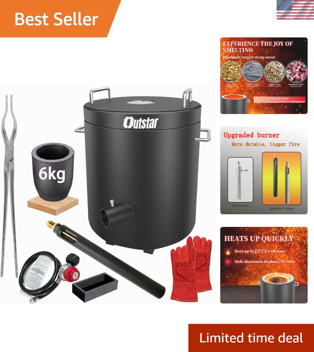 Propane Melting Furnace Kit for Metal Smelting Jewelry Casting 6KG