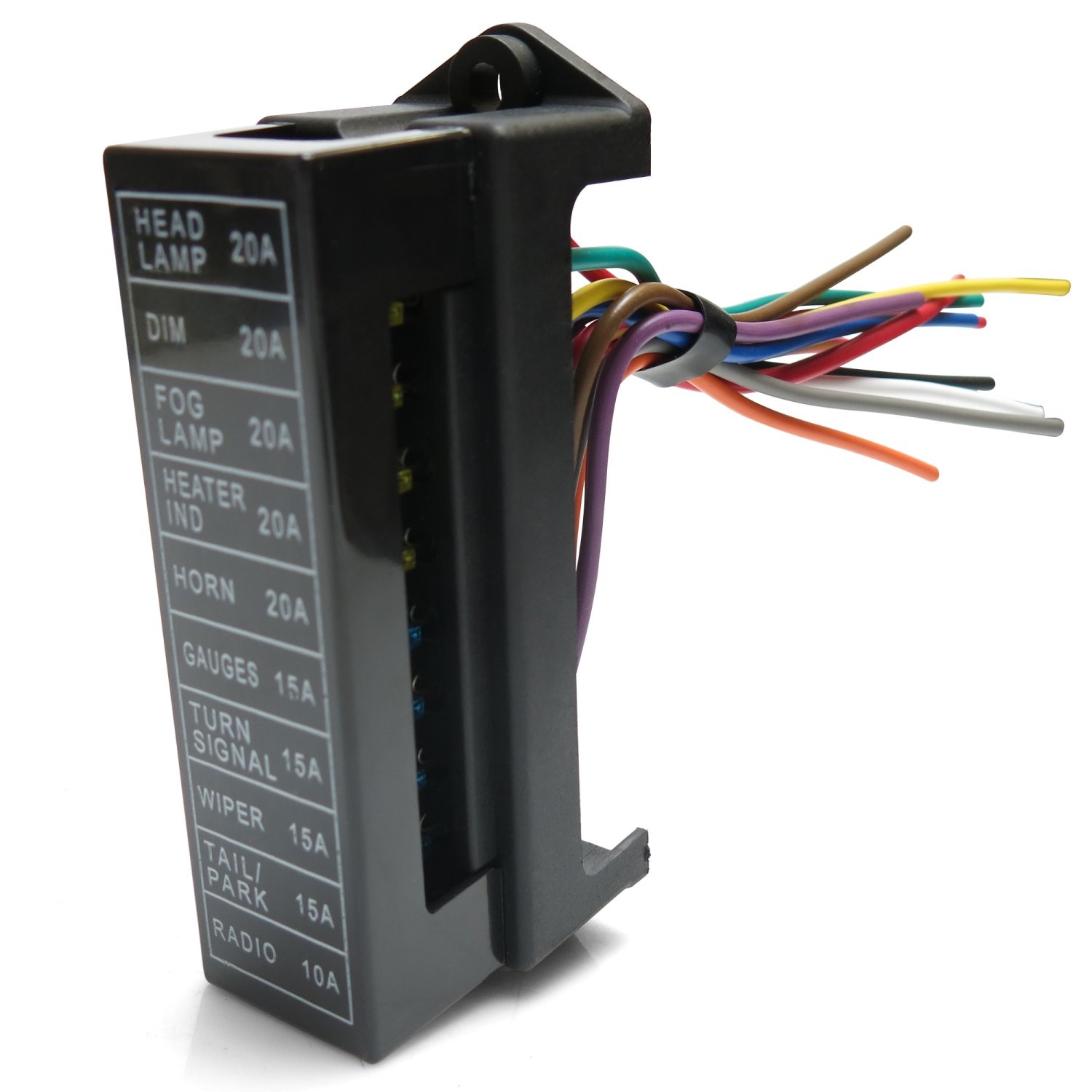 Fuse Block Panel 10 Gang 12 Volt Blade Style Fuses Ground muscle automotive