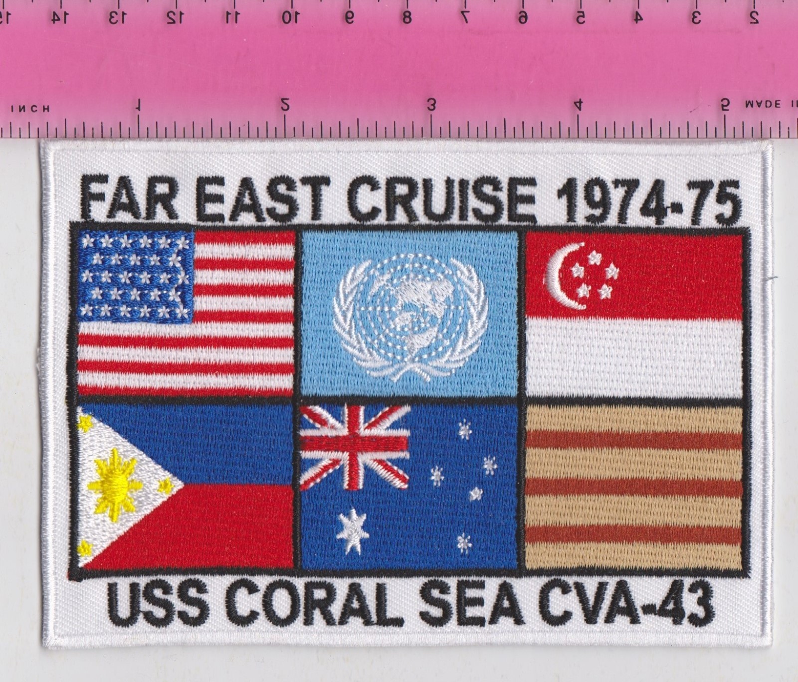 USS CORAL SEA CV-43 FAR EAST CRUISE 74-75 1974-1975 NAVY  PATCH CVA-43