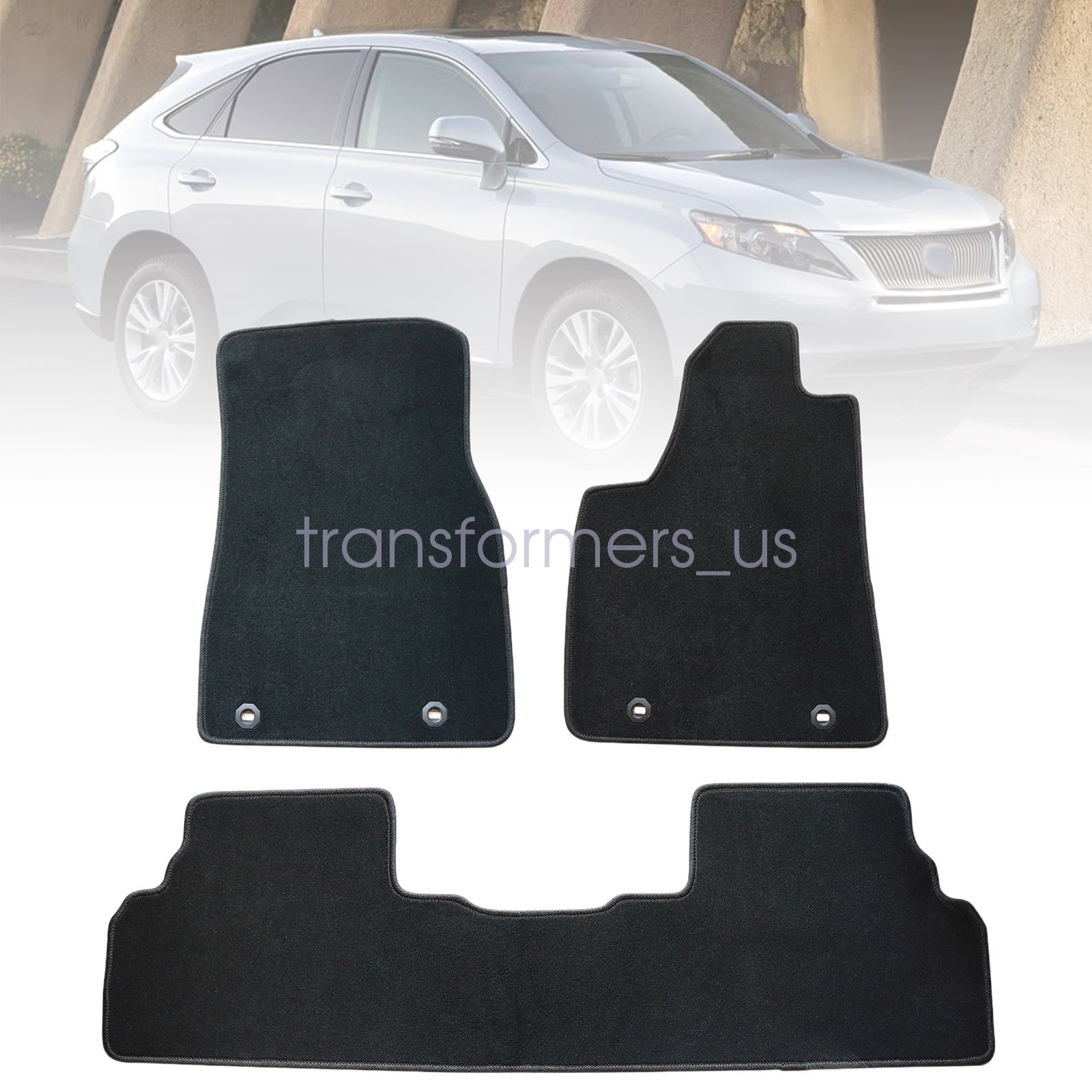 2010-2012 For Lexus RX350 RX450h Front & Rear Floor Mats Carpet Velour Black 3x