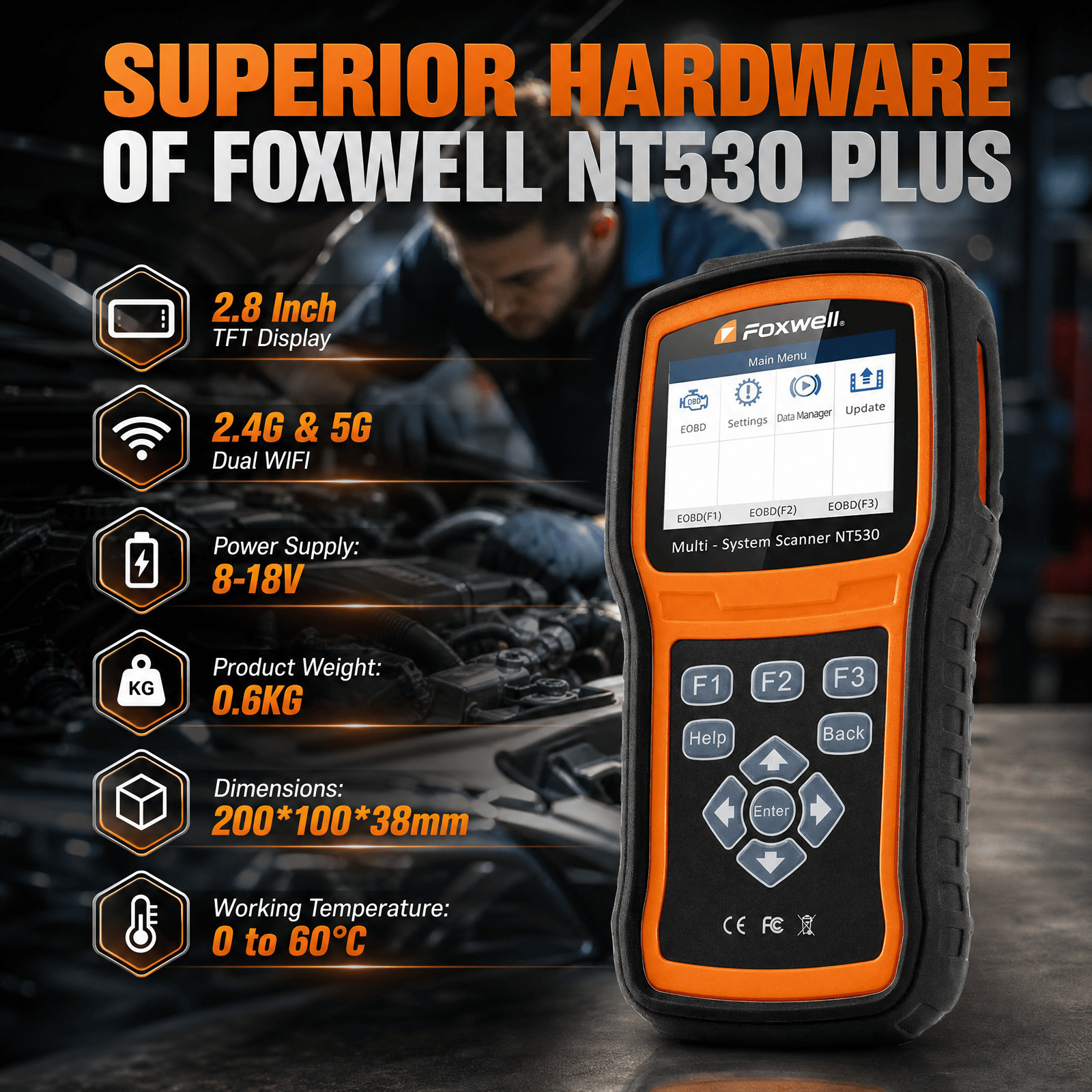 FOXWELL NT530Plus For SUBARU Bidirectional OBD2 Diagnostic Scanner Tool 25+Reset