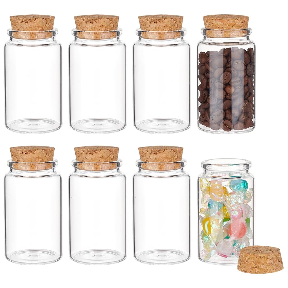 BENECREAT 8Pcs 100ml/3.4oz Mini Glass Bottles with Cork Stoppers, Wish Bottle...