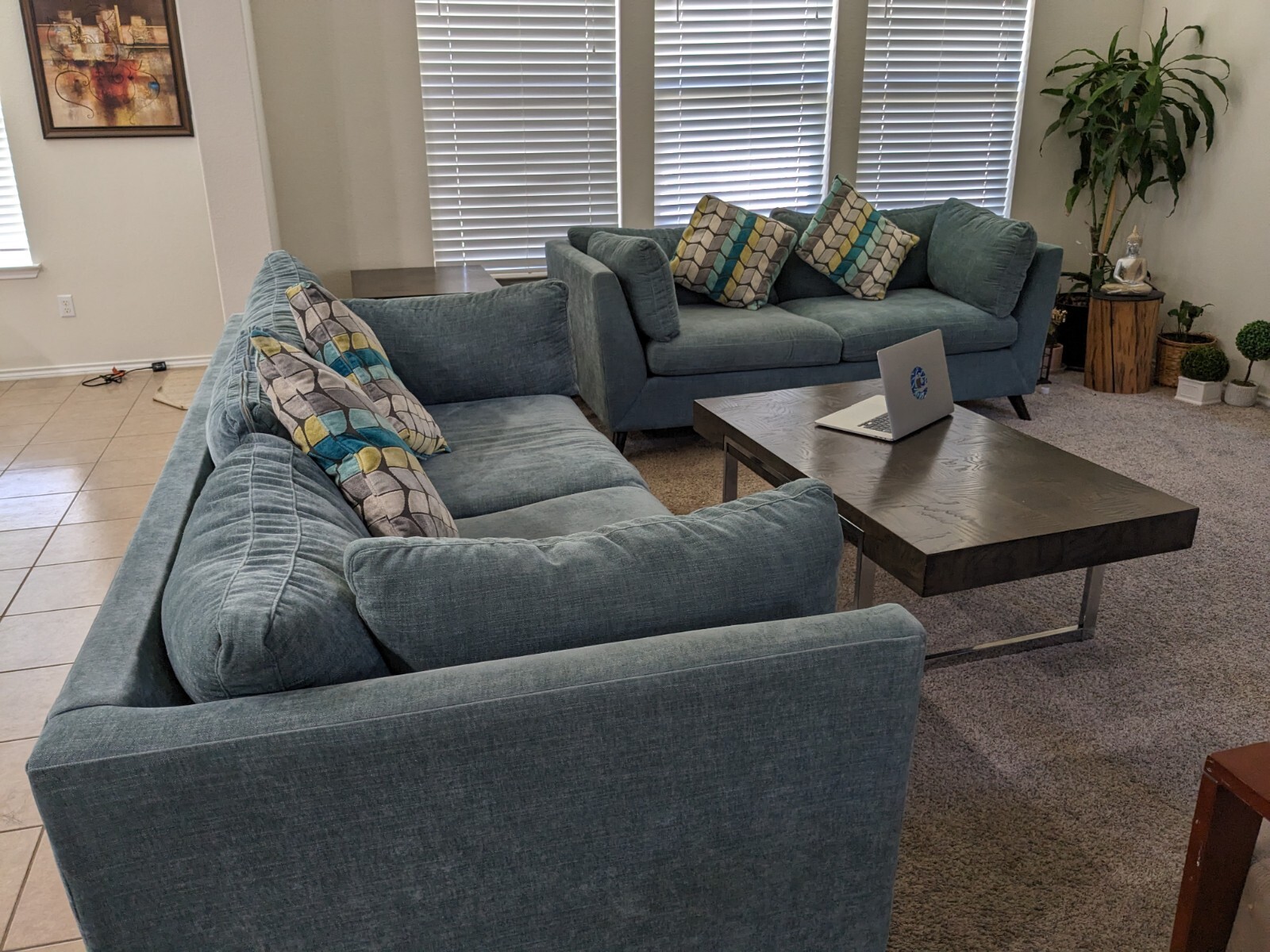 AMERLIFE Modern Sofa Couch, 2 Piece Set 24''Extra Deep Seat Sofa for Living Room