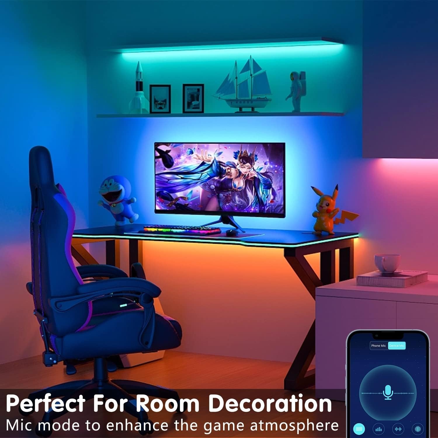 Keepsmile 100ft LED Strip Lights (2x 50ft) Bluetooth Smart App Control Music Syn