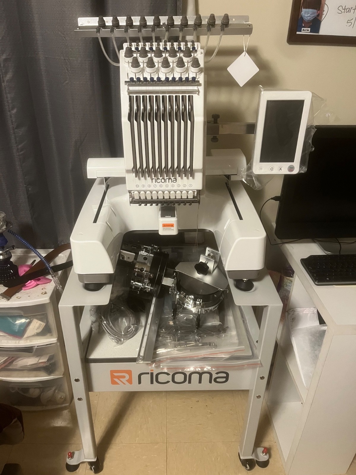 Ricoma EM-1010 Embroidery Machine Used with Stand + Attachments+Chroma Software