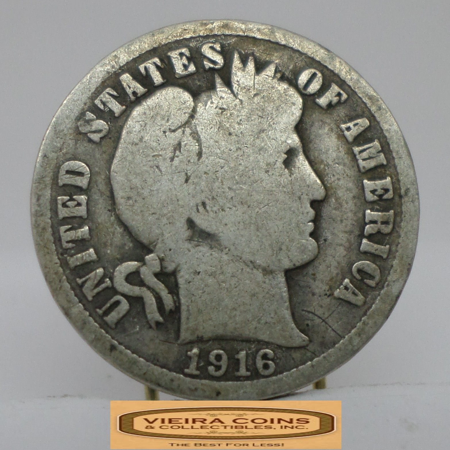 1916 Barber Silver Dime, 90% Silver - #C58342NQ