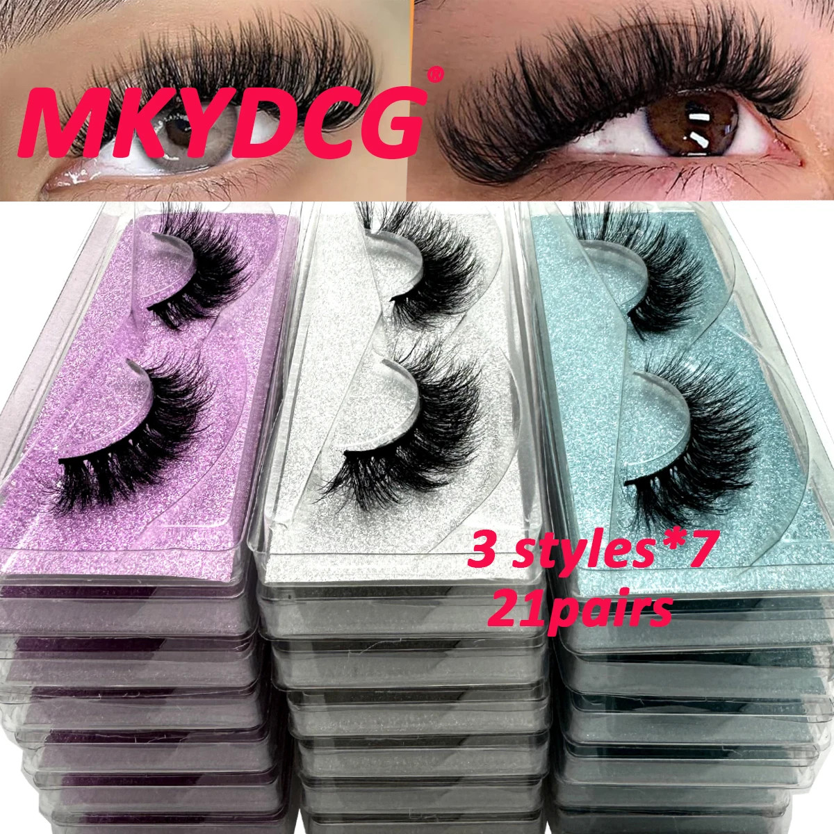 New 21Pairs Natural Fluffy volume False Eyelashes Dramatic Thick 3D Mink Lashes