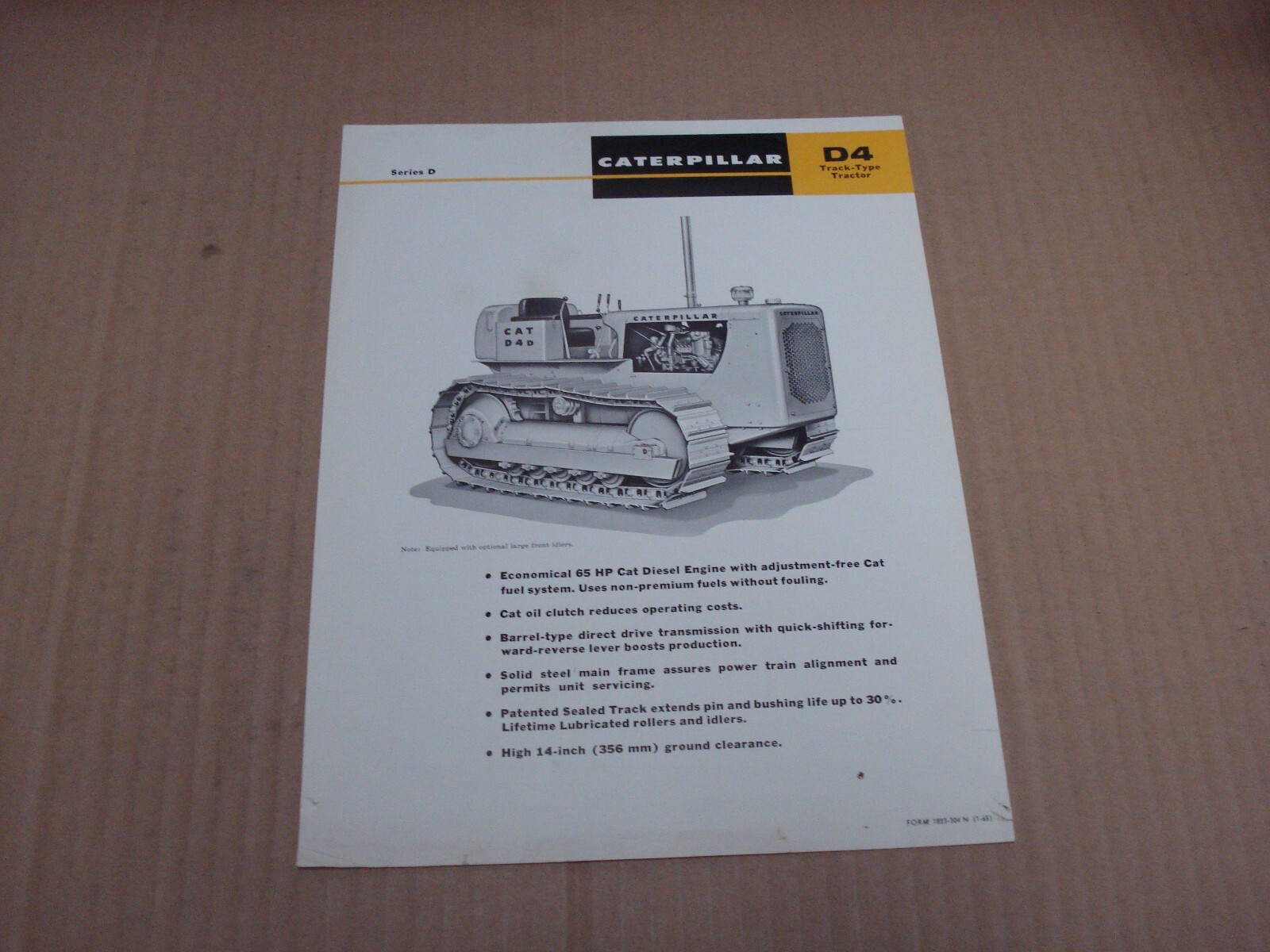 1965 Caterpillar D4 Track-Type Tractor Spec Sheet/Brochure