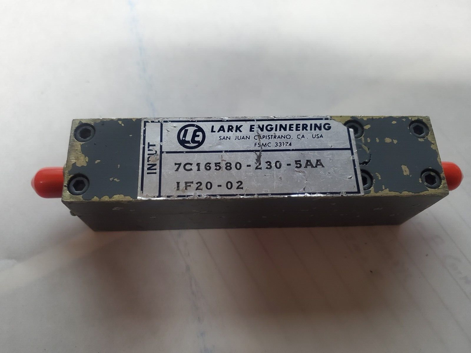 Lark 7C16580-230-5AA bandpass ~16.580GHz Center Freq tested, see photos 0.8dB IL