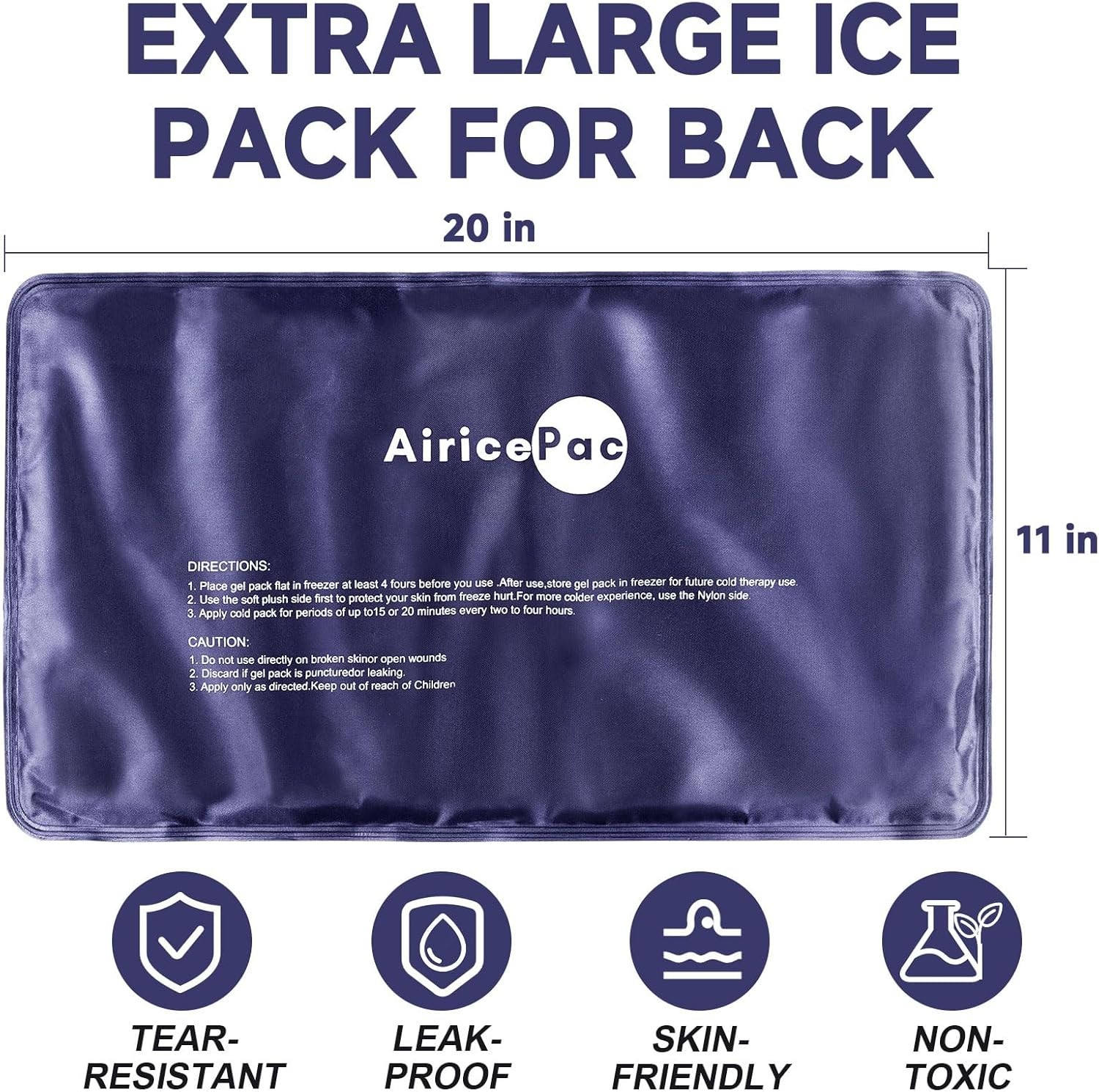 Extra Large Gel Flexible Back Ice for Injuries Reusable Multi Sizes Cold Pack