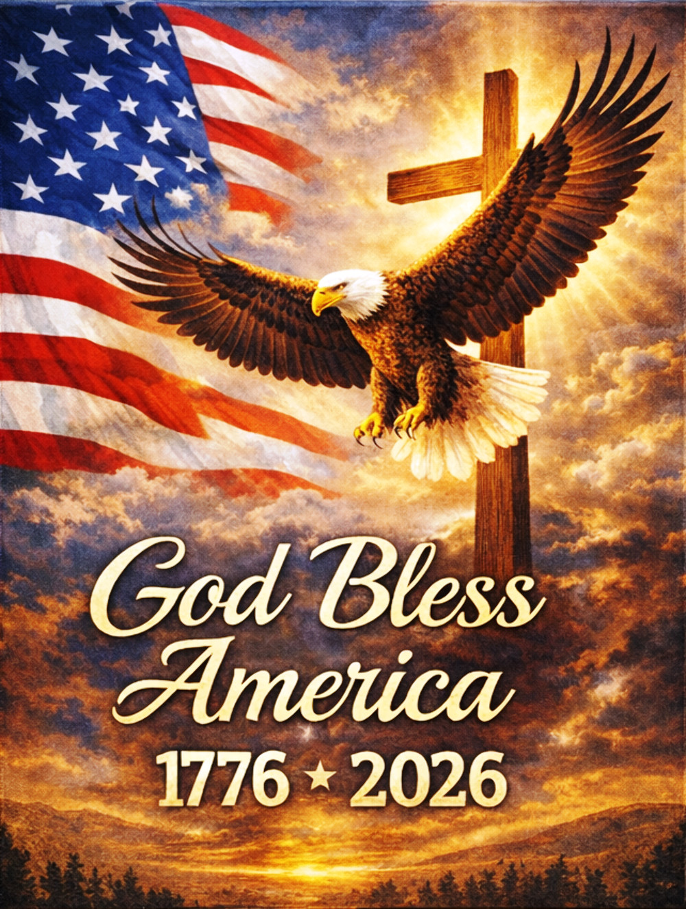 250th Anniversary God Bless America 1776 - 2026 USA Garden Flag sgf526 Double Si