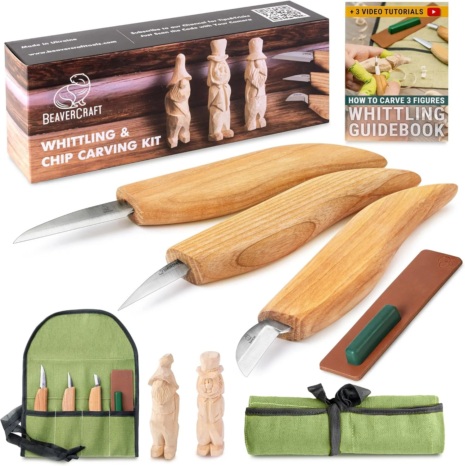 BeaverCraft Wood Carving Knife Kit S15 Whittling Kit for Beginners, Kids - Wood